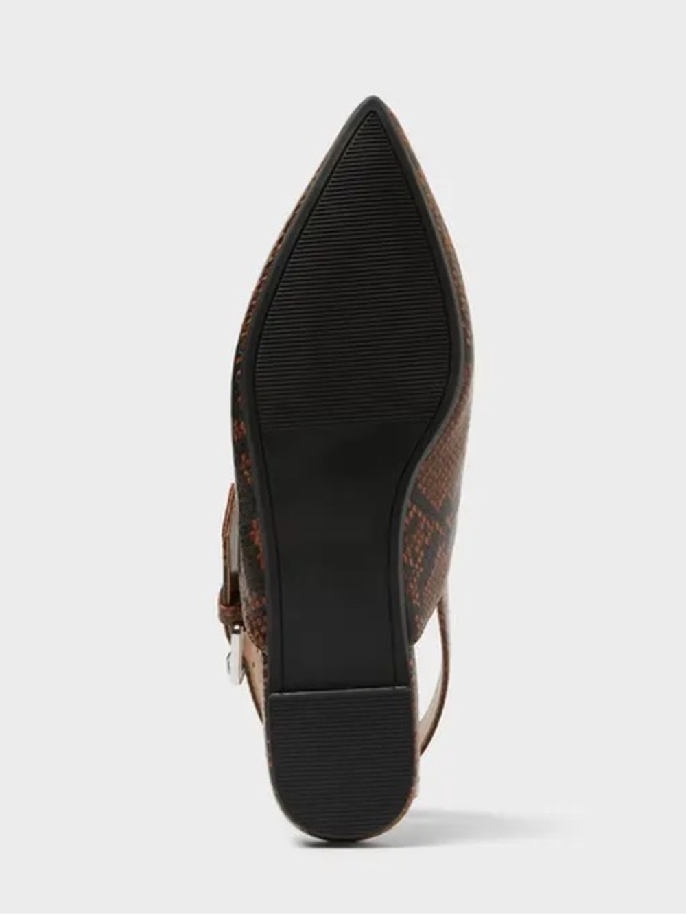 NWT Women’s 6.5 Pointed Slingback Flat Brown Snake Print with Memory Foam Insole - Picture 4 of 4